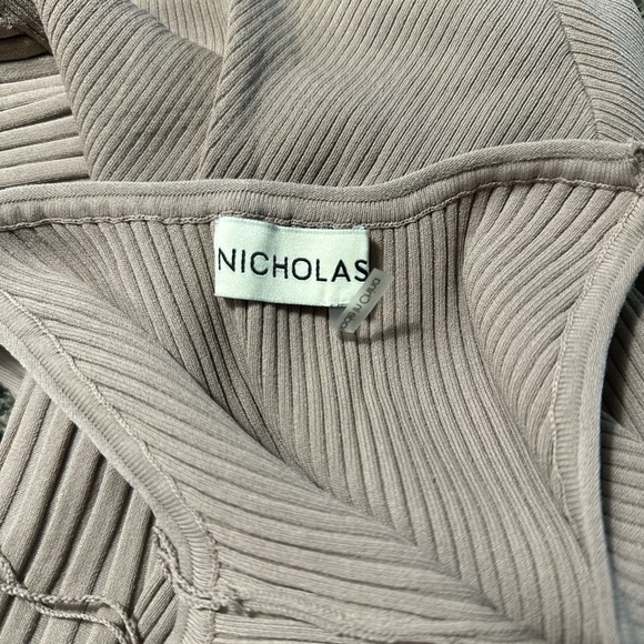 Nicholas Alixia Mixed Rib Knit Straps Midi Dress In Beige size XS - Picture 5 of 7